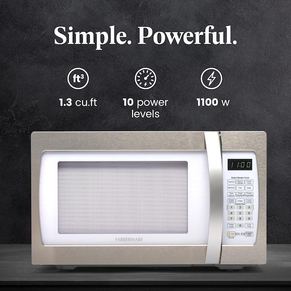 Professional 1.3 cu. ft. 1100-Watt Countertop Microwave in Platinum with Smart Sensor Cooking