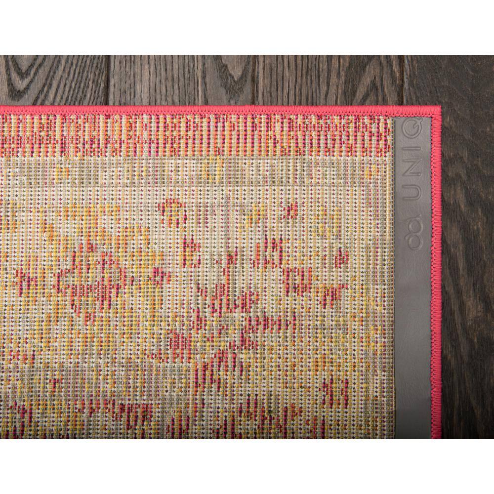 Rust Red Floral Square Stain-Resistant Synthetic Rug