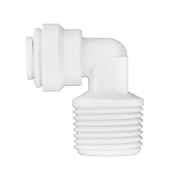 John Guest 1/4 in. OD x 3/8 in. NPTF Push-to-Connect Male Fixed Elbow Fitting (10-Pack)