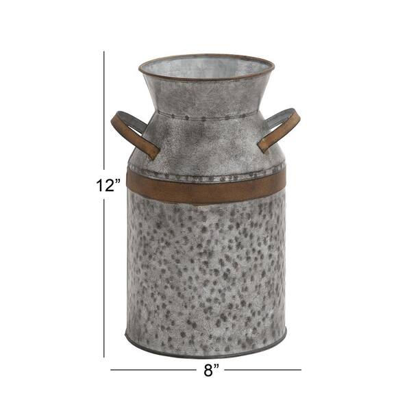 Litton Lane 8 In X 12 In Farmhouse Galvanized Iron Milk Can 93993 The Home Depot