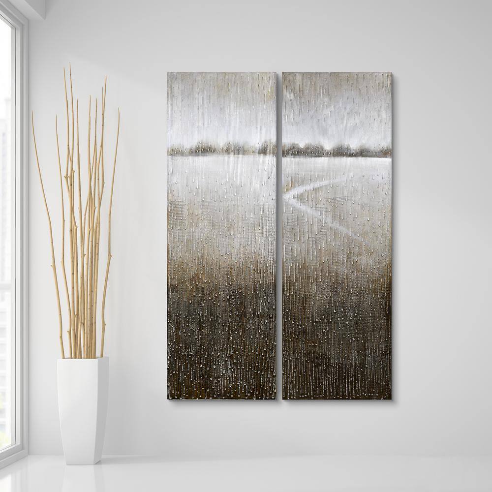 Martin Edwards Gray and Brown Abstract Canvas Wall Art Set