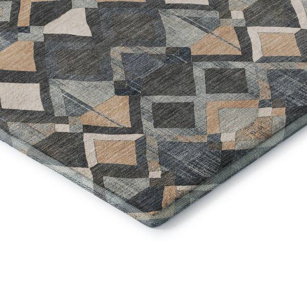 Mayfield Premium Machine Washable Abstract AMF1308 Graphite 2 ft. x 3 ft. Area Rug
