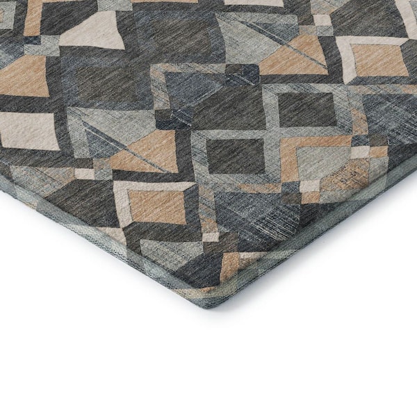 Mayfield Premium Machine Washable Abstract AMF1308 Graphite 3 ft. x 4 ft. Area Rug