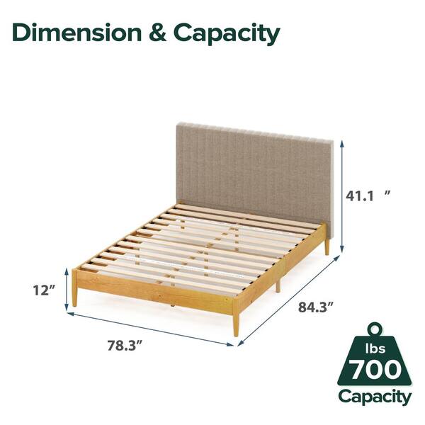 Zinus Amelia 78 in. W Latte Wood King Platform Bed Frame