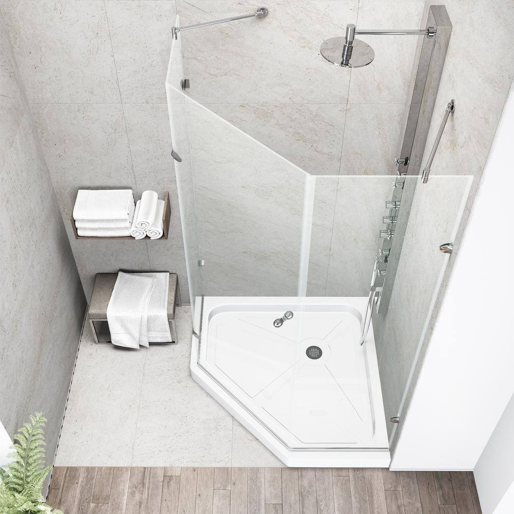 Verona 42'' Brushed Nickel Frameless Neo-Angle Shower Enclosure