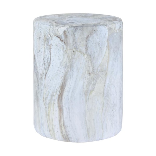 JONATHAN Y Troy 16" Modern Minimalist Faux Marble Column Indoor/Outdoor Accent Table, Gray/Gold