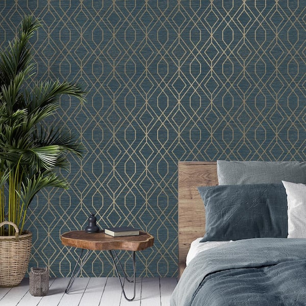 Fusion Blue Navy Trellis Matte Non-Pasted Paper Wallpaper