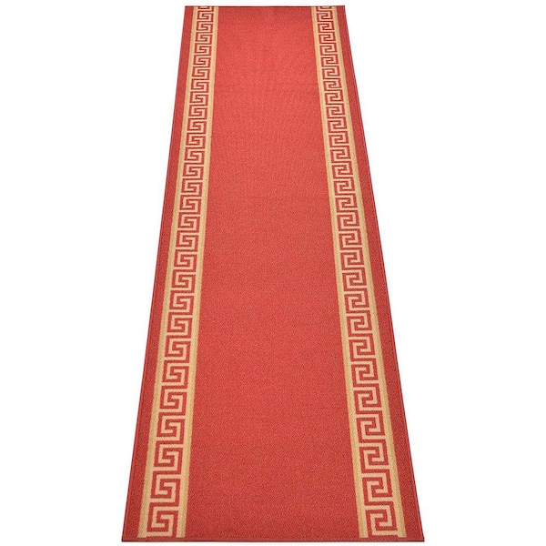 Veronica Cut to Size Red Color 31.5 Width x Your Choice Length Custom Size  Slip Resistant Runner Rug