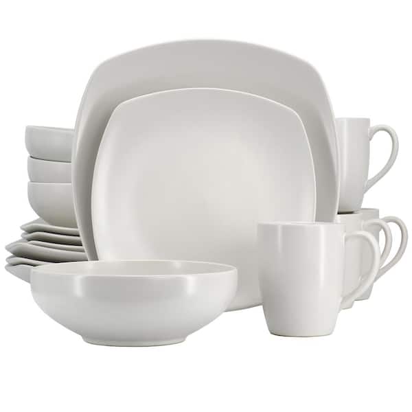 Unbranded Majorca Linen 16-Piece Square Stoneware Dinnerware Set Service of 4