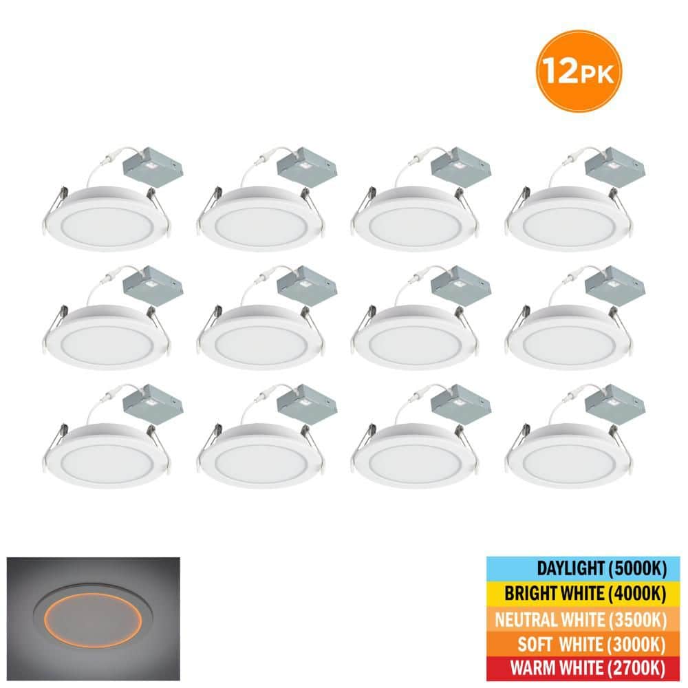 4 in. Canless Downlight Integrated LED Recessed Light Trim Inner Ring Night Light Feature Adjustable CCT (12-Pack) price history on PriceWatchPro