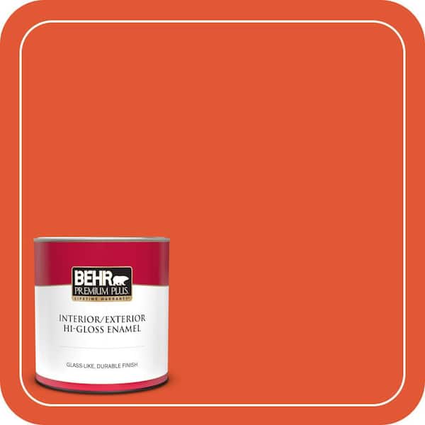BEHR PREMIUM PLUS 1 qt. #S-G-210 Volcanic Blast Hi-Gloss Enamel Interior/Exterior Paint & Primer