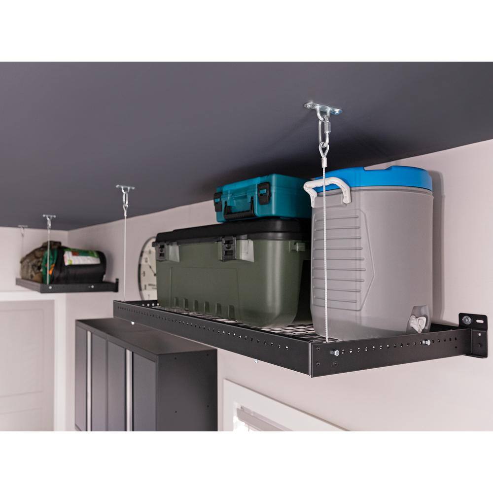 Black Steel Wall Mounted Garage Shelf Set