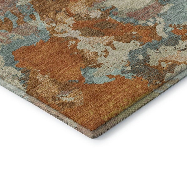 Mayfield Premium Machine Washable Abstract AMF1381 Copper 3 ft. x 5 ft. Area Rug