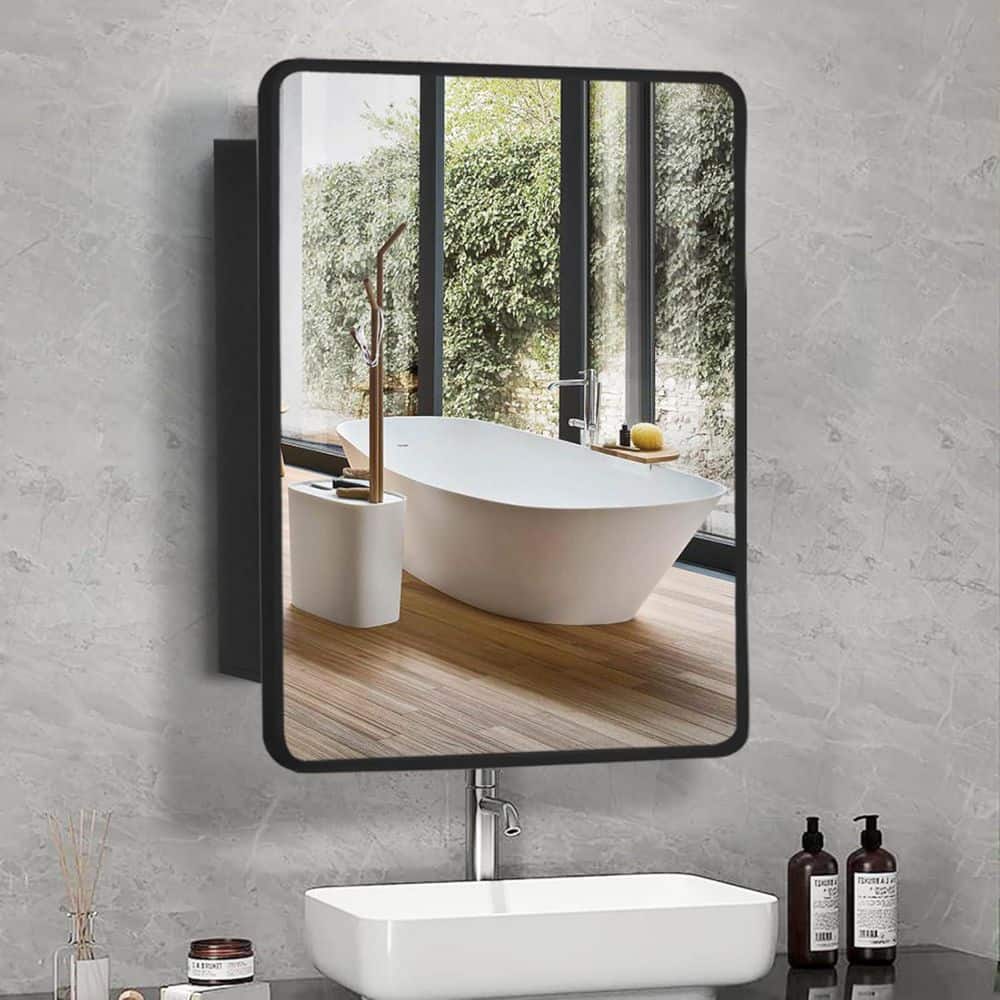Axton 20 in. W x 26 in. H Rectangular Reversible Medicine Cabinet with Mirror, Adjustable Glass Shelves, Wall/Recessed price history on PriceWatchPro