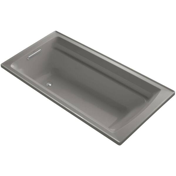 KOHLER Archer VibrAcoustic 6 ft. Reversible Drain Bathtub in Cashmere with Bask Heated Surface