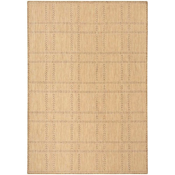 Horizon Indoor/Outdoor Natural 4 ft. x 6 ft. Geometric Contemporary Area Rug