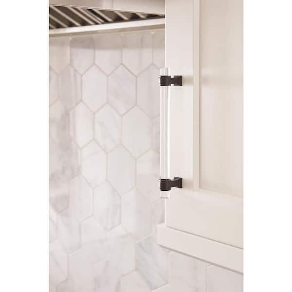 Glacio 6-5/16 in. (160mm) Modern Clear/Black Bronze Bar Cabinet Pull