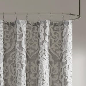 Dillon 72 in. Silver Jacquard Shower Curtain