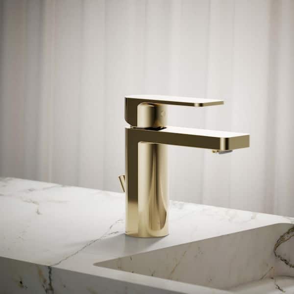 Parallel Single-Handle Bathroom Sink Faucet 1.2 Gpm in Vibrant French Gold