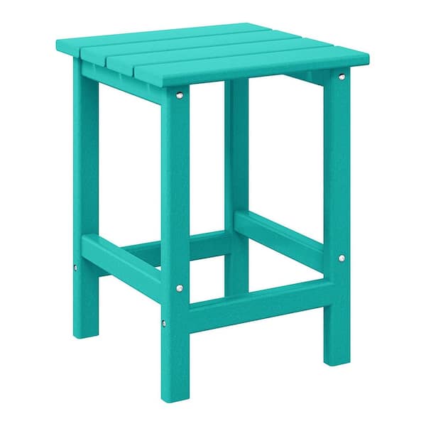WESTIN OUTDOOR Mason 18 in. Turquoise Poly Plastic Fade Resistant Outdoor Patio Square Adirondack Side Table