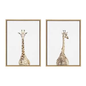Giraffe Front and Back by Amy Peterson Framed Animal Canvas Wall Art Print 24.00 in. x 18.00 in. (Set of 2)