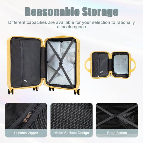 Boyel Living 2-Piece Yellow ABS Plastic Hardside Spinner Luggage