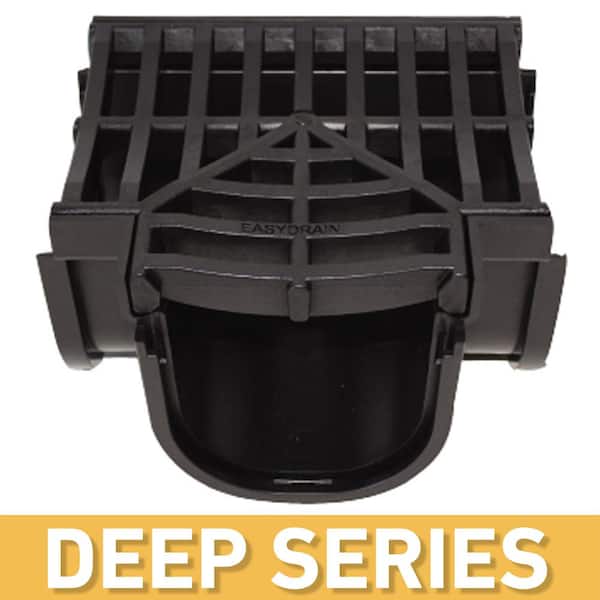 U.S. TRENCH DRAIN Deep Series Tee for 5.4 in. Trench and Channel Drain Systems w/Black Grate