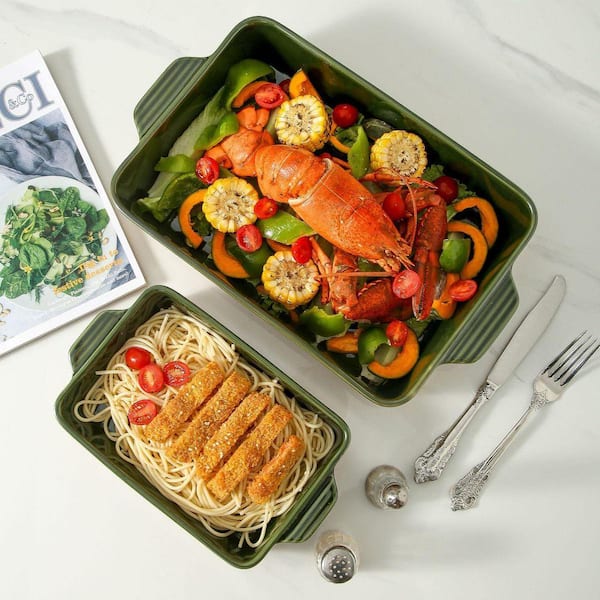 JFVKAF 2-Piece Ceramic Square Baking Dish Set Porcelain Bakeware