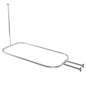 54 in. Extra-Large Size by 26 in. Rustproof Aluminum Hoop Shower Rod in Chrome with Ceiling Support for Clawfoot Tub