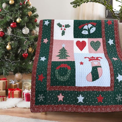 DoremiHome Christmas Throw Blanket 50x80inch Suitable for Women Men Kids Bed Living Room Bedroom Cozy Warm Decorative Throw for Sofa Couch Red Barn Xmas Tree Christmas on The Farm 