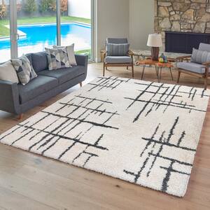 Ultimate Shag Malia Ivory 6 ft. x 9 ft. Abstract Indoor Area Rug