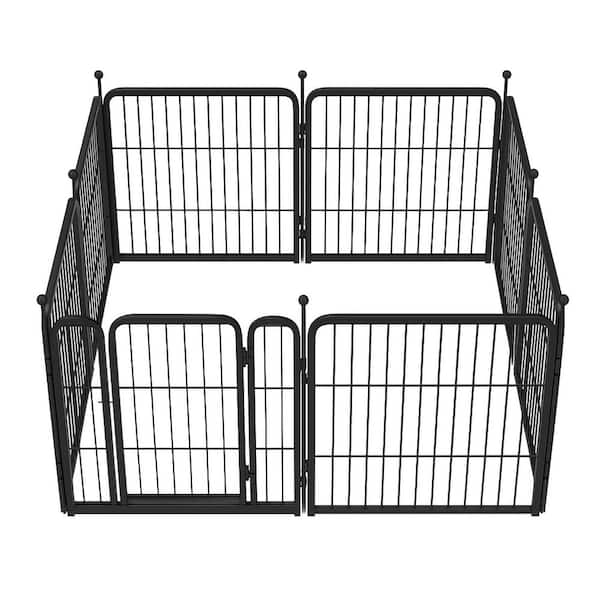 Decorative Metal Garden Fence 24 in. H x 14.8 ft. L 8 Panels Heavy Duty Animal Barrier for Yard Easy Setup Black