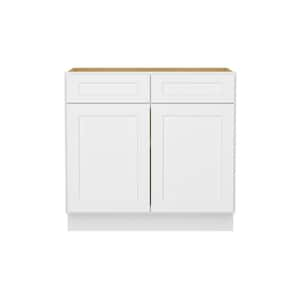 Easy-DIY 36 in. W x 24 in. D x 34.5 in. H Ready to Assemble Drawer Base Kitchen Cabinet in Shaker White with 2-Doors