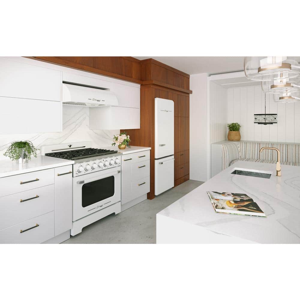 Marshmallow White 36" Retro Freestanding Gas Range with Convection Oven
