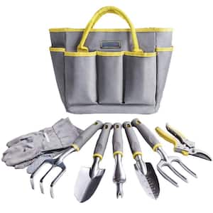 8-Piece Garden Tool Set Heavy Duty Aluminum Hand Tools with Gloves and Storage Tote Bag Ergonomic Handle Gifts