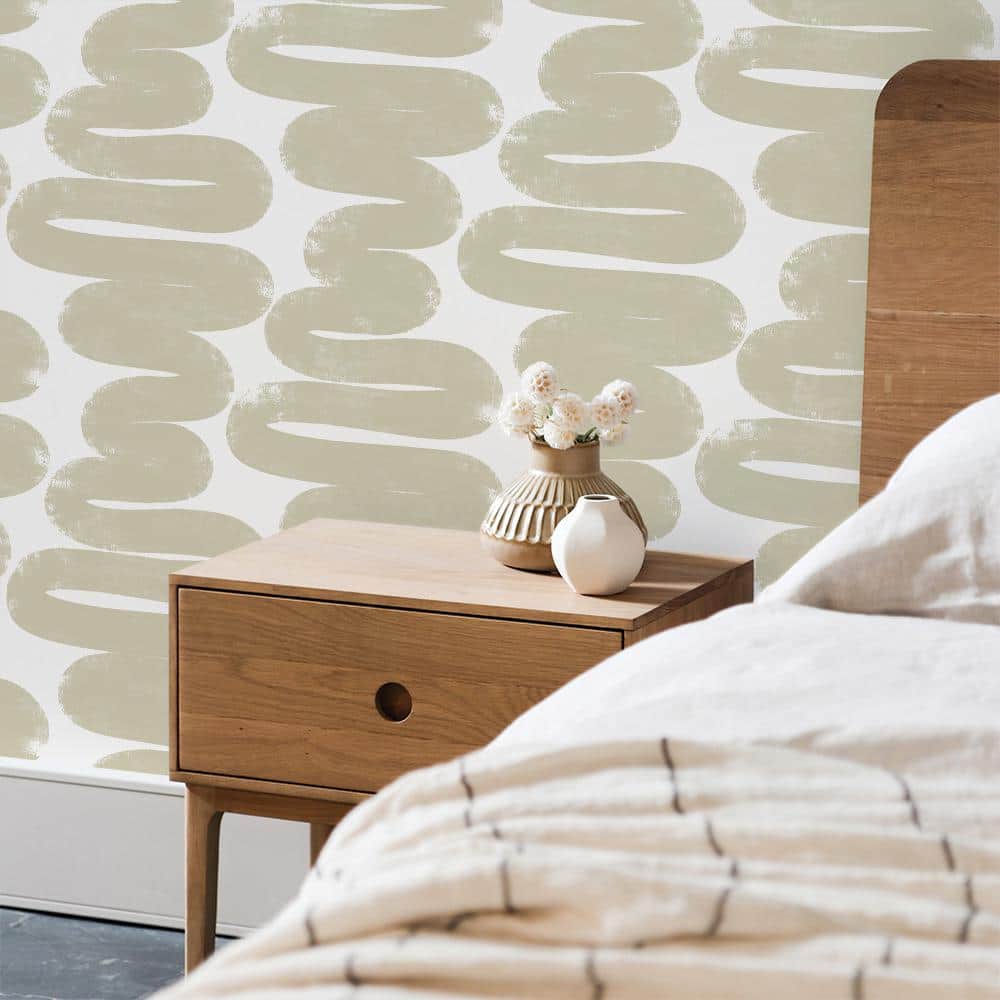 Beige and White Abstract Peel and Stick Wallpaper