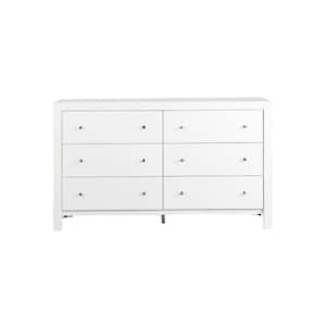 Burlington 6-Drawer White Double Dresser (34 in. x 58 in. x 17 in.)
