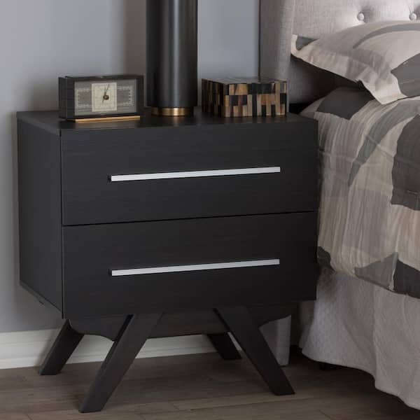 Baxton Studio Auburn 2 Drawer Dark Brown Nightstand 28862 7997 HD