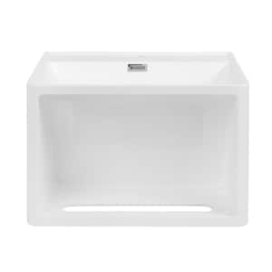 23.6 in. W x 17.7 in. D x 15.7 in. H Vanity in Glossy White with Solid Surface Resin Top in White with White Basin