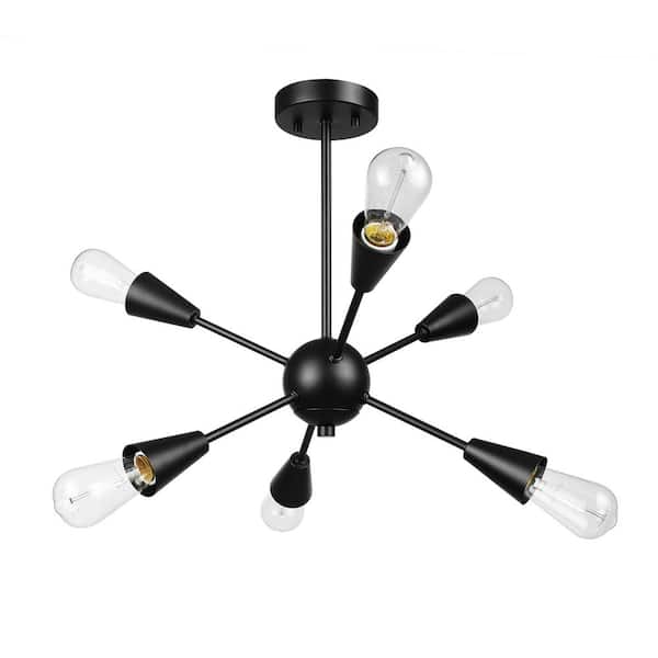 Globe Electric Emmanuelle 19.25 in. 6-Light Matte Black Semi-Flush Mount Ceiling Light