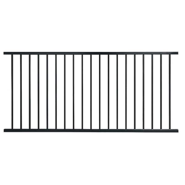 Leslie-Locke Pro Series 4 ft. H x 8 ft. W Black Galvanized Steel 2-Rail Fence Panel