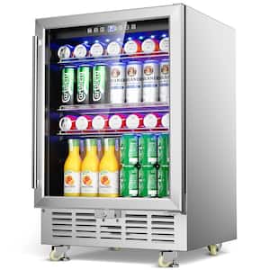23.2 in. Single Zone 180-Cans Beverage and Wine Cooler in Silver