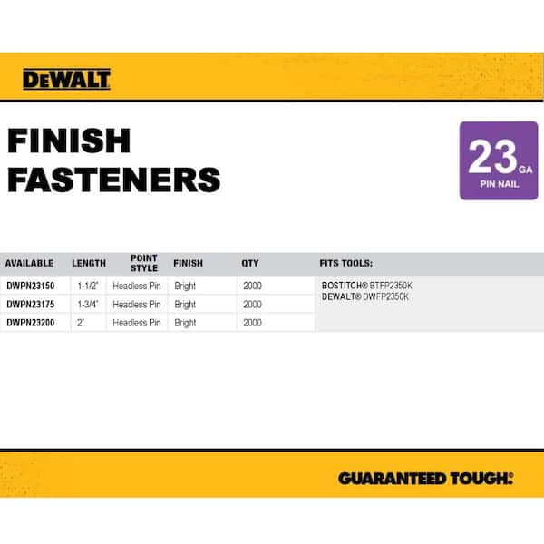 DEWALT - ATOMIC 20V MAX Lithium Ion Cordless 23 Gauge Pin Nailer  Tool Only  and 1 1/2 in. x 23 Gauge Pin Nails  2000 Pieces
