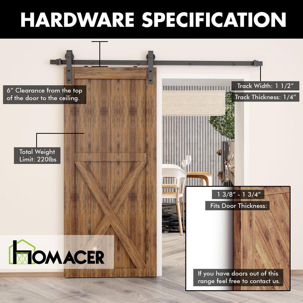 12ft Rustic Black Sliding Barn Door Hardware Kit