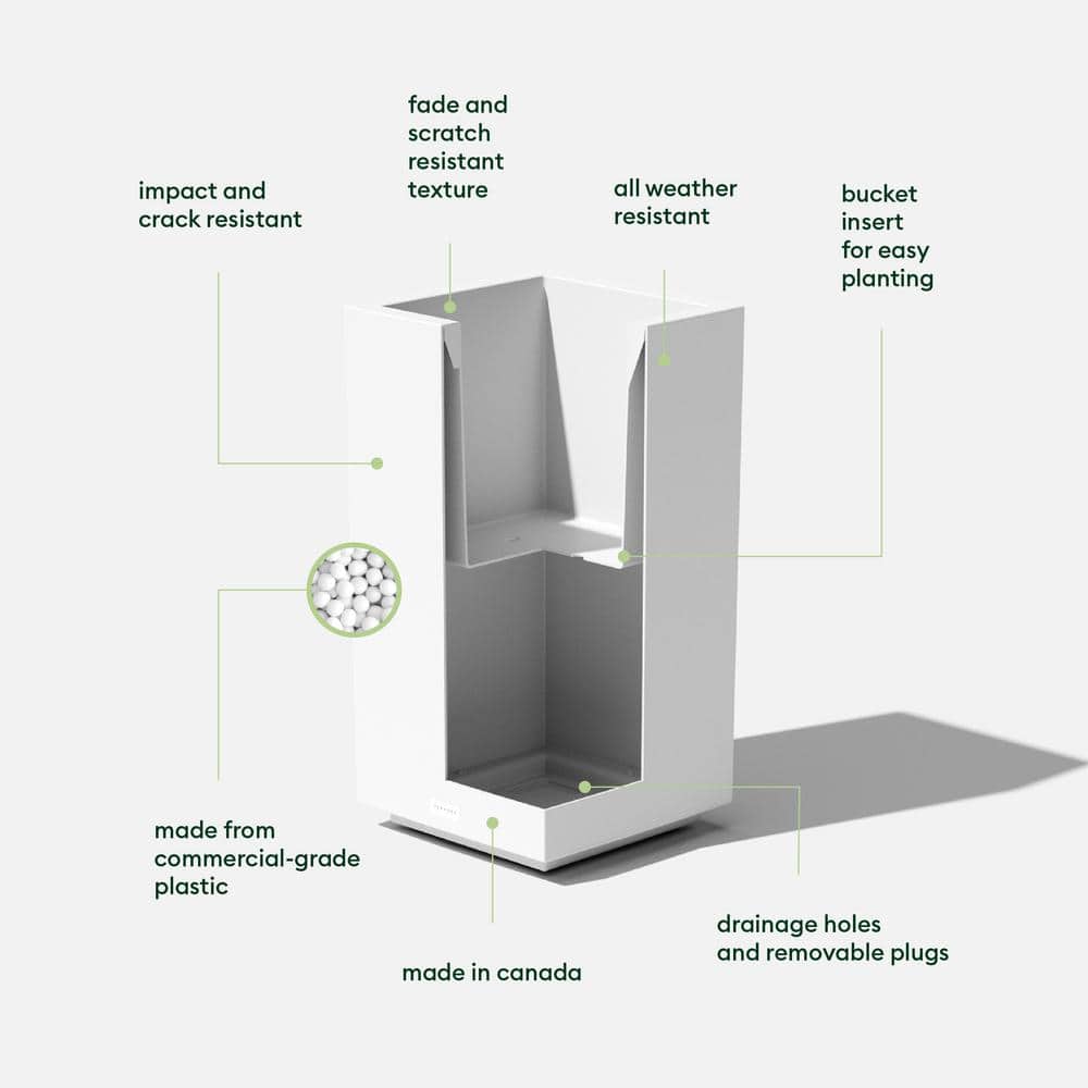 Veradek Block 13.5'' White Galvanized Steel Pedestal Planter