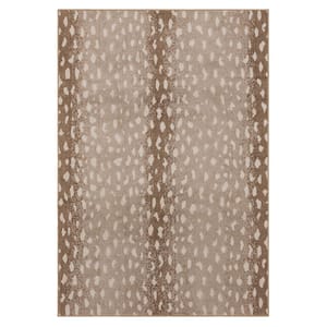 Cascade Antelope Taupe 5 ft. 3 in. x 7 ft. 6 in. Modern Contemporary Animal Print Antelope Area Rug