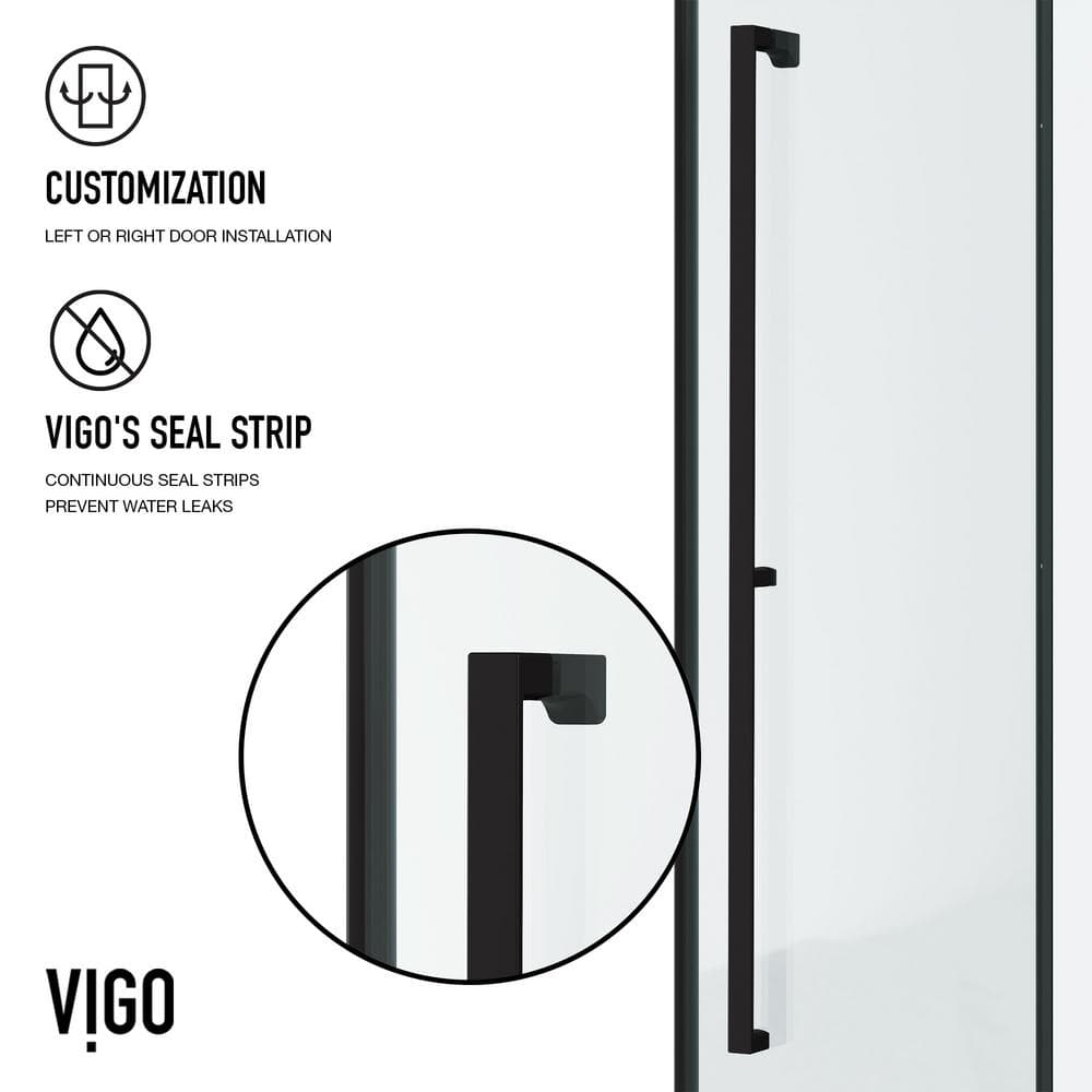 Meridian 34" Matte Black Framed Hinged Shower Enclosure