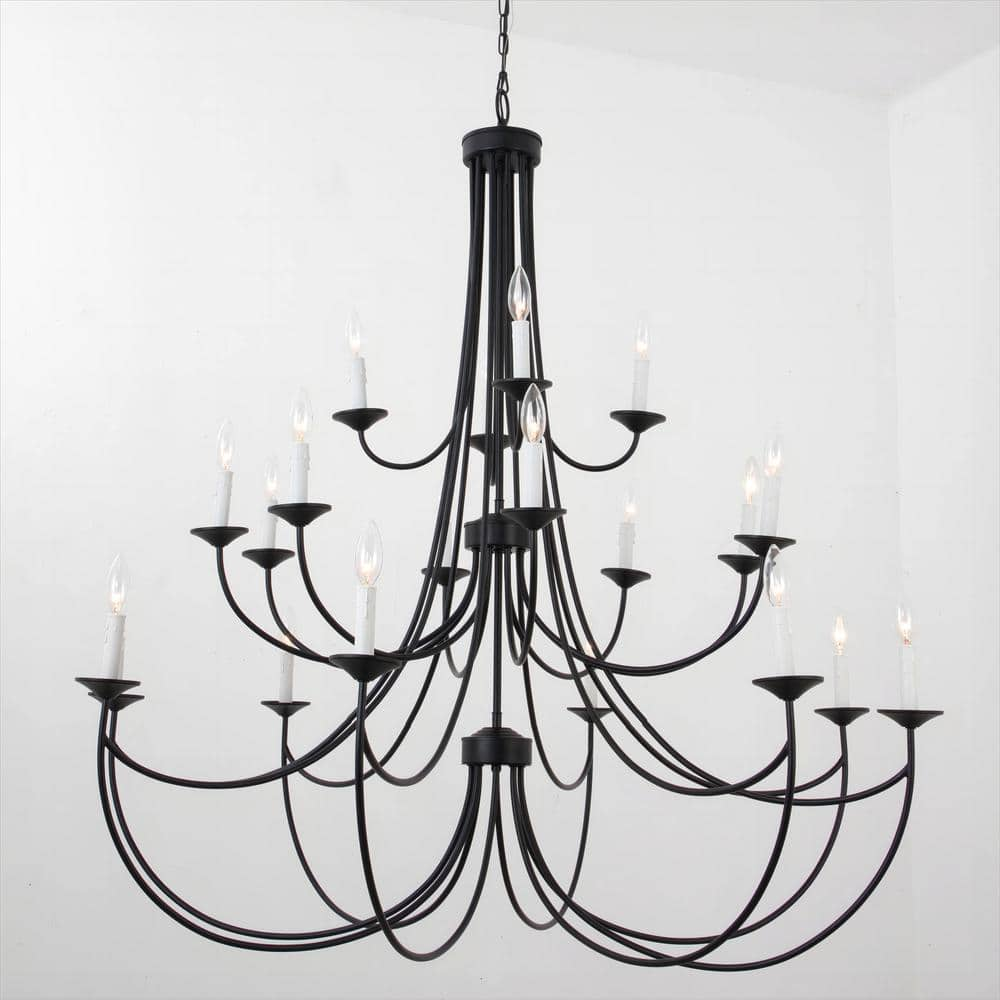 Maxax Boise 20 -Light Black Candle Style Classic Chandelier with ...