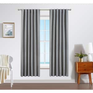 Robin Thermal Woven Charcoal Room Darkening Back Tab Curtain - 52 in. W x 84 in. L (2-Panels)