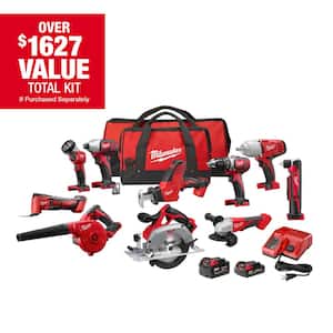 M18 18V Lithium-Ion Cordless Combo Kit (10-Tool) with (2) Batteries, Charger and Tool Bag